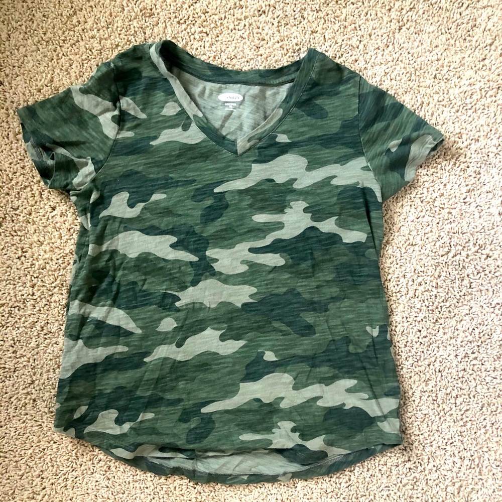 Woman’s Camo V neck T